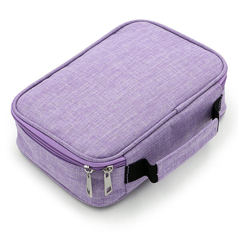 BTSKYÂ® High Capacity Zipper Pens Pencil Case- Multi-Functional Stationery Pouch 72 Slots Colored Portable Pencil Bags With 2 Removable Sleeves(Purple) - Image 1